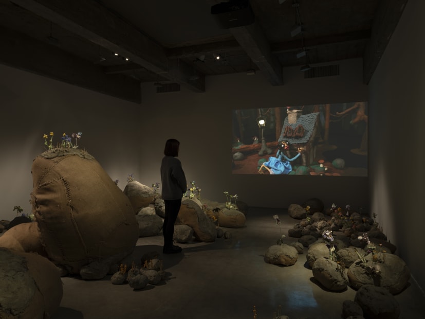 Installation image of Nathalie Djurberg and Hans Berg’s solo exhibition, Only for the Wicked.